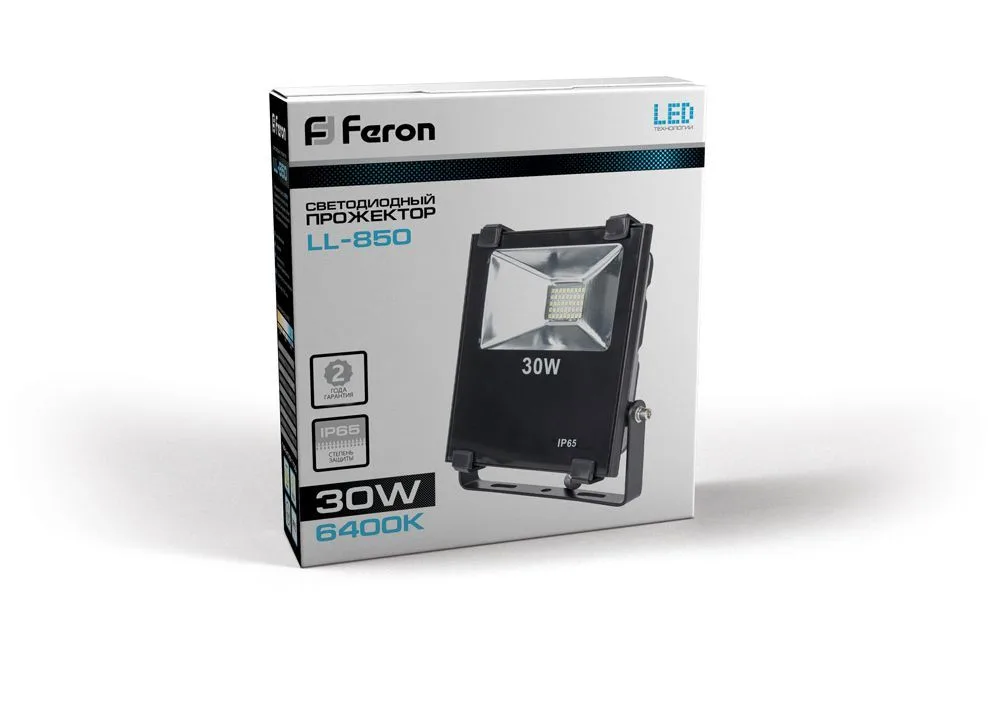 FERON Светодиодный прожектор LL-850 IP65 30W 6400K 12994 FERON Светодиодный прожектор LL-850 IP65 30W 6400K 12994