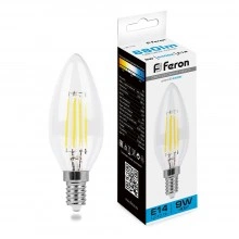 Лампа светодиодная FERON LB-73 Свеча E14 9W 230V 6400K 38229