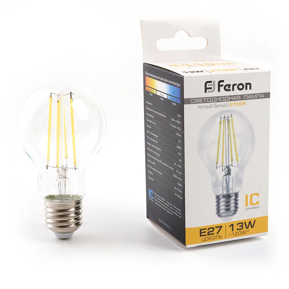 FERON Лампа светодиодная LB-613 Шар E27 13W 175-265V 2700K 38239 FERON Лампа светодиодная LB-613 Шар E27 13W 175-265V 2700K 38239