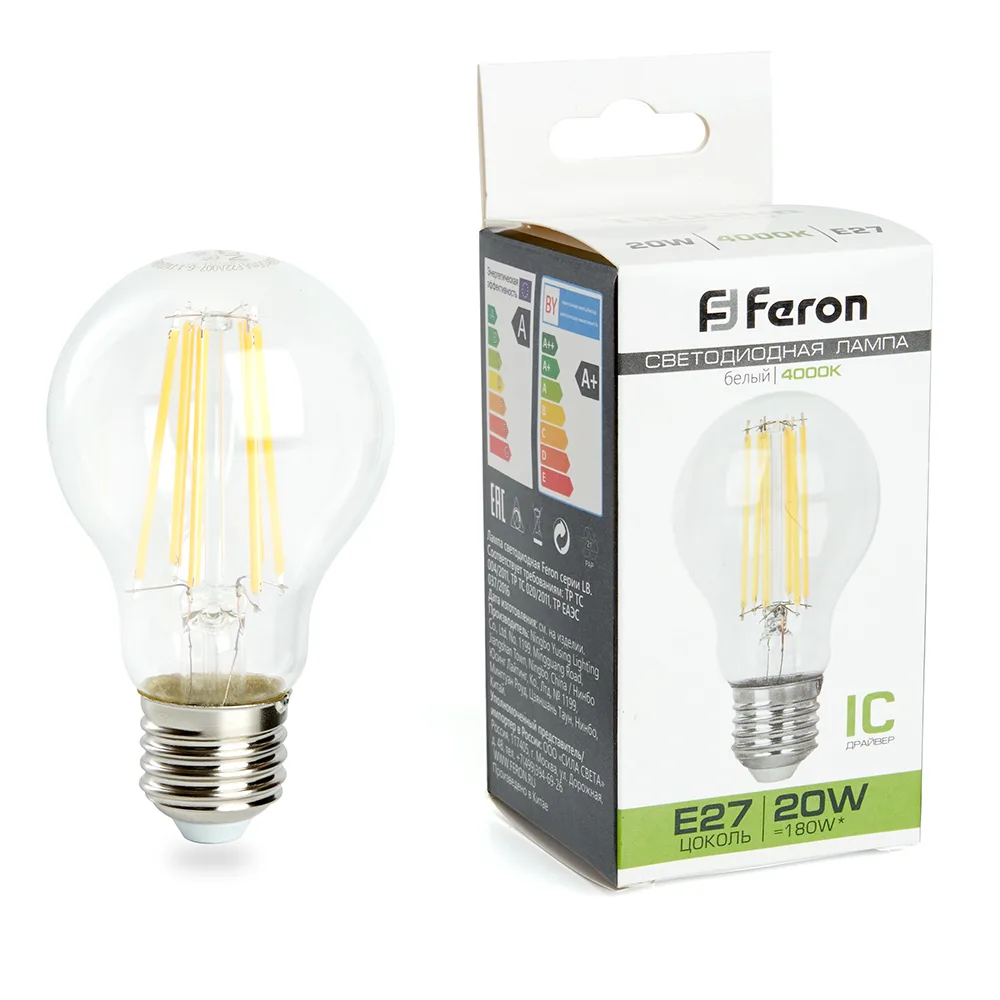 Лампа светодиодная FERON LB-620 Шар E27 20W 175-265V 4000K 38246