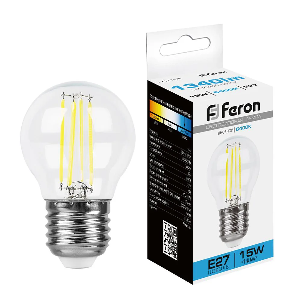 Лампа светодиодная FERON LB-515 Шарик E27 15W 230V 6400K 38254