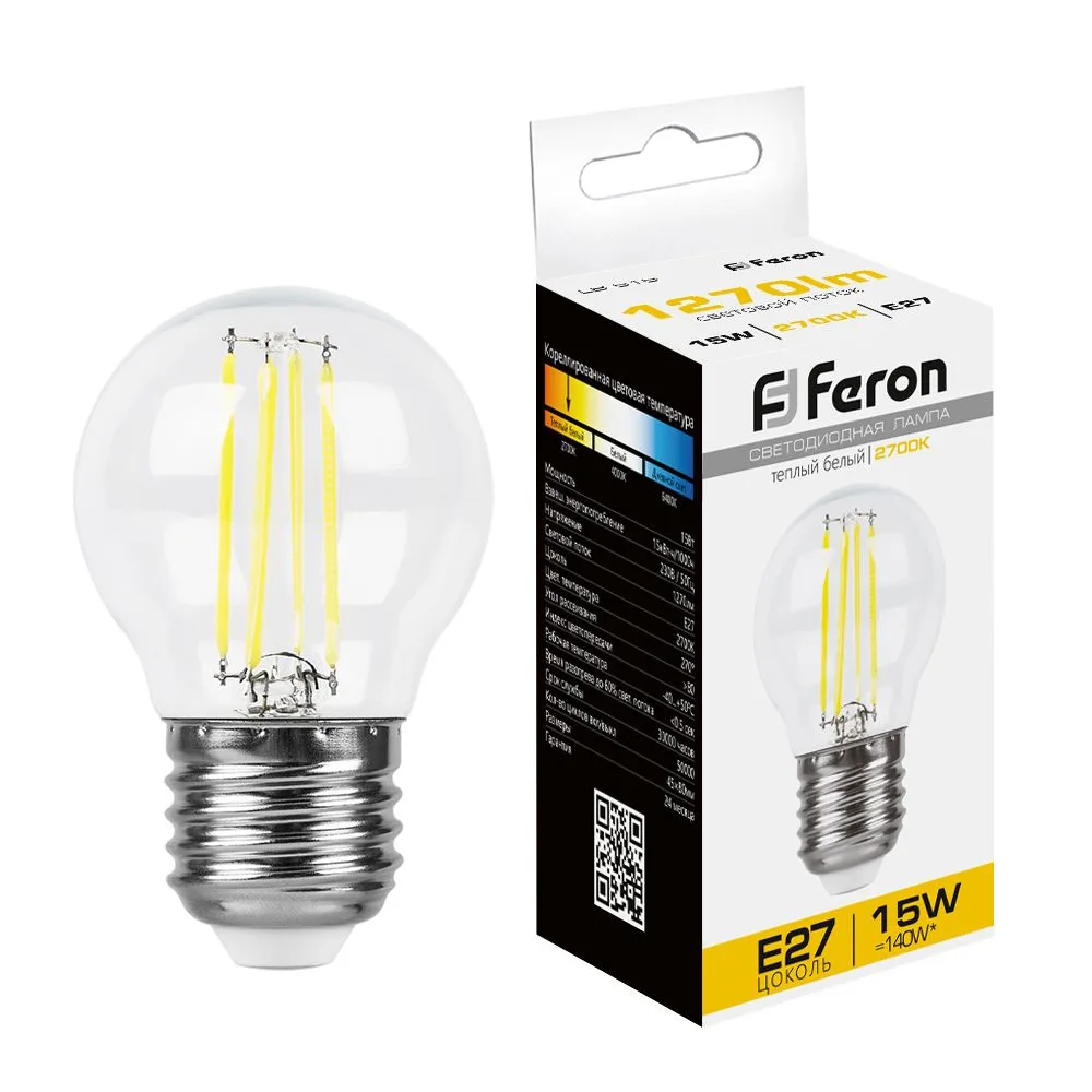 FERON Лампа светодиодная LB-515 Шарик E27 15W 230V 2700K 38252 FERON Лампа светодиодная LB-515 Шарик E27 15W 230V 2700K 38252