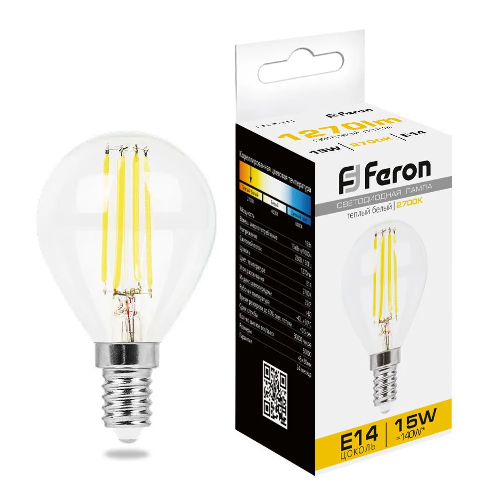 FERON Лампа светодиодная LB-515 Шарик E14 15W 230V 2700K 38249 FERON Лампа светодиодная LB-515 Шарик E14 15W 230V 2700K 38249