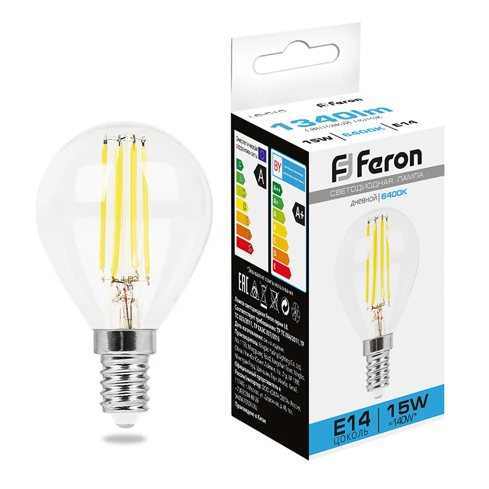 Лампа светодиодная FERON LB-515 Шарик E14 15W 230V 6400K 38251