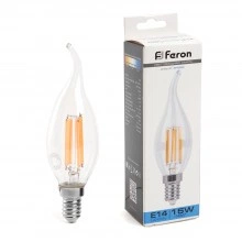 Лампа светодиодная FERON LB-718 Свеча на ветру E14 15W 230V 6400K 38264