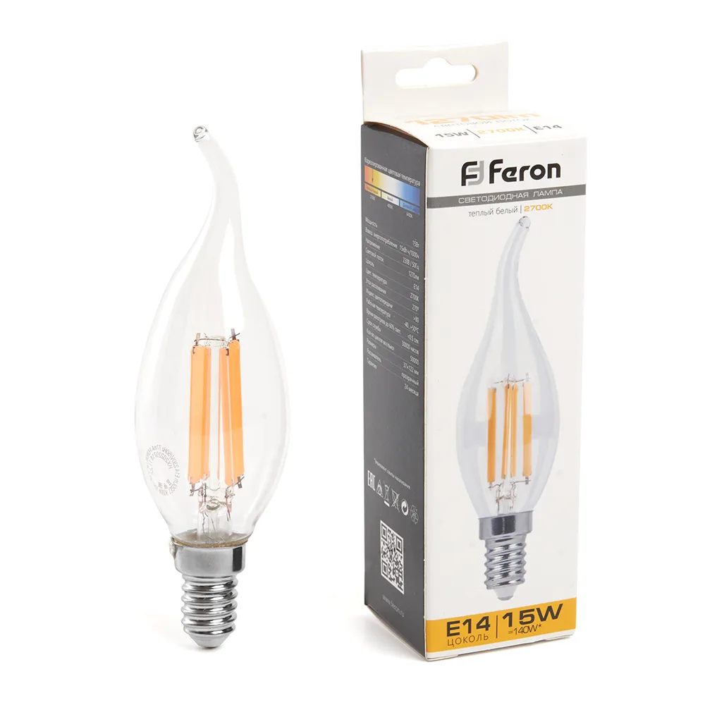Лампа светодиодная FERON LB-718 Свеча на ветру E14 15W 230V 2700K 38261