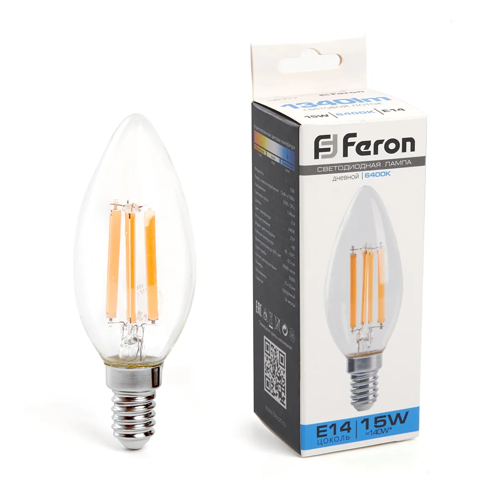 FERON Лампа светодиодная LB-717 Свеча E14 15W 230V 6400K 38259 FERON Лампа светодиодная LB-717 Свеча E14 15W 230V 6400K 38259