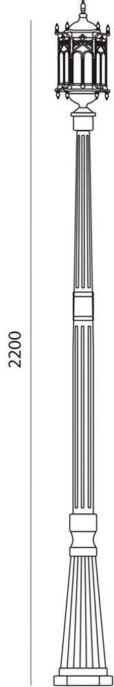 FERON Светильник садово-парковый PL118 столб шестигранный 60W 230V E27 2.2M черное золото 11309 FERON Светильник садово-парковый PL118 столб шестигранный 60W 230V E27 2.2M черное золото 11309