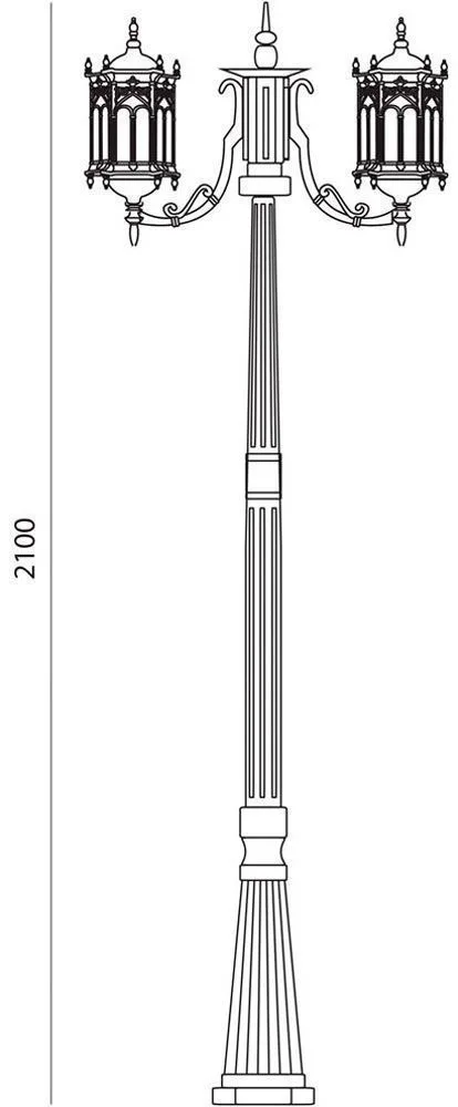 FERON Светильник садово-парковый PL119 столб шестигранный 2*60W 230V E27 2,2M черное золото 11310 FERON Светильник садово-парковый PL119 столб шестигранный 2*60W 230V E27 2,2M черное золото 11310