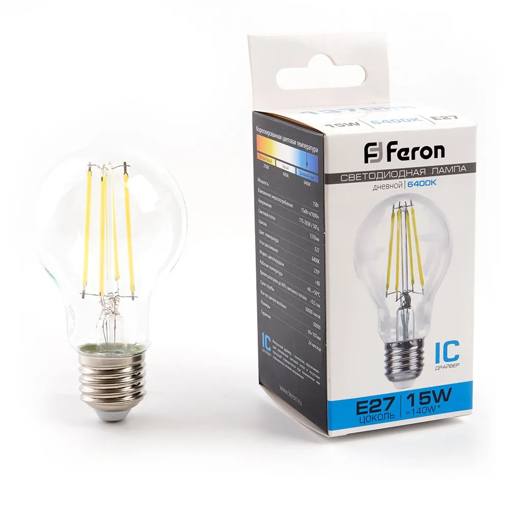 Лампа светодиодная FERON LB-615 Шар E27 15W 175-265V 6400K 48284