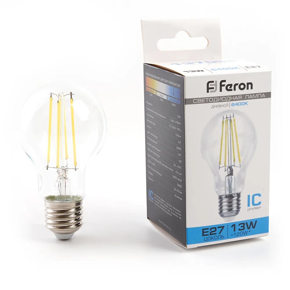 Лампа светодиодная FERON LB-613 Шар E27 13W 175-265V 6400K 48283