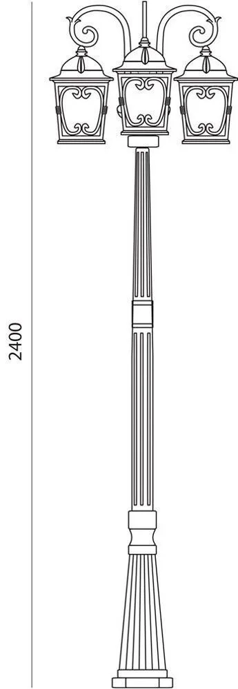 FERON Светильник садово-парковый PL145 столб четырехгранный 3*100W 230V E27, черное золото 11313 FERON Светильник садово-парковый PL145 столб четырехгранный 3*100W 230V E27, черное золото 11313