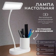 Светодиодный настольный светильник с USB проводом и аккумулятором 2,5Вт, с регулировкой цветовой температуры 2700-6500К, размер 300*170*160мм, WD-6073 48163