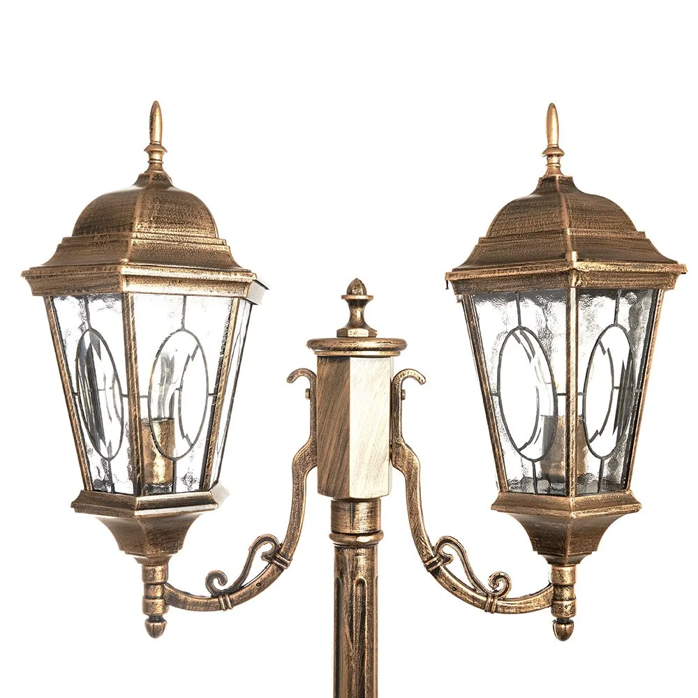 FERON Светильник садово-парковый PL157 шестигранный, столб 2*60W E27 230V, черное золото 11325 FERON Светильник садово-парковый PL157 шестигранный, столб 2*60W E27 230V, черное золото 11325