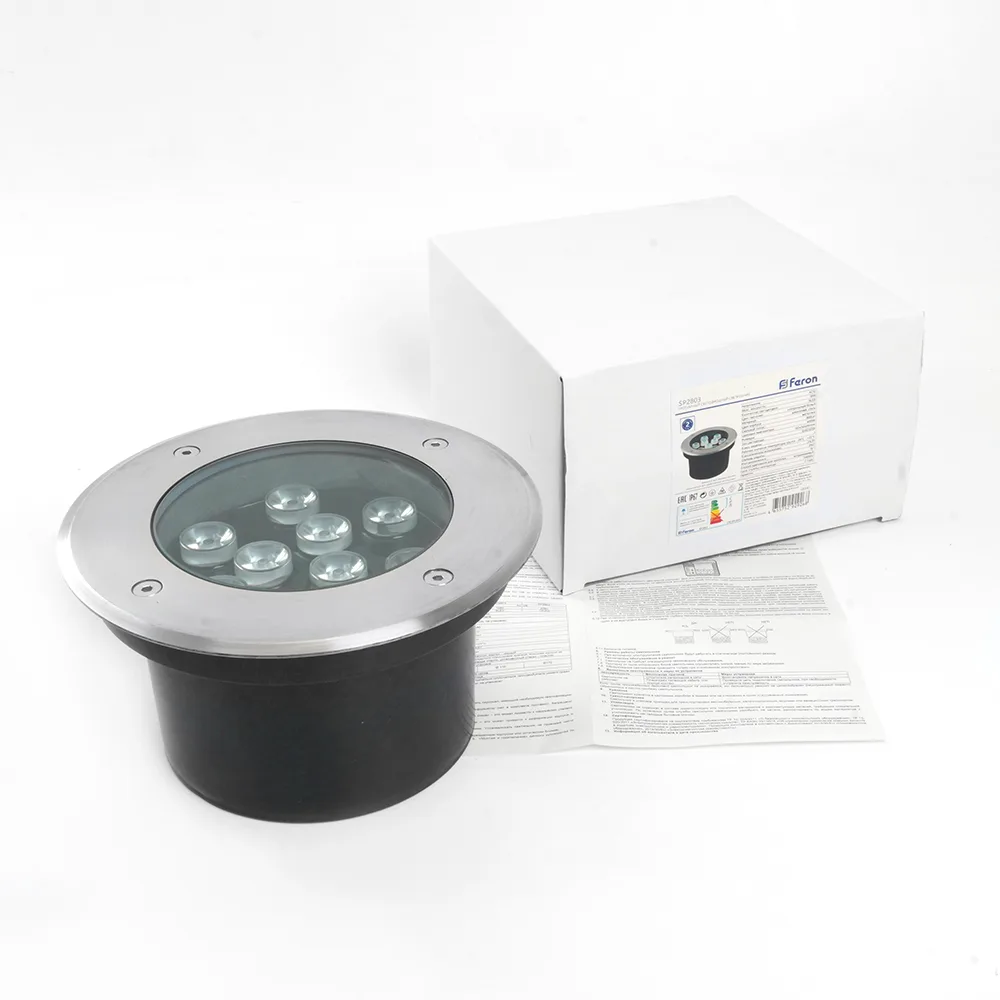 FERON Светодиодный светильник тротуарный (грунтовый) SP2803,10W, AC/DC12V, низковольтный, 4000К, металлик, D160*H90mm, вн.диаметр: 110mm, IP67 48347 FERON Светодиодный светильник тротуарный (грунтовый) SP2803,10W, AC/DC12V, низковольтный, 4000К, металлик, D160*H90mm, вн.диаметр: 110mm, IP67 48347