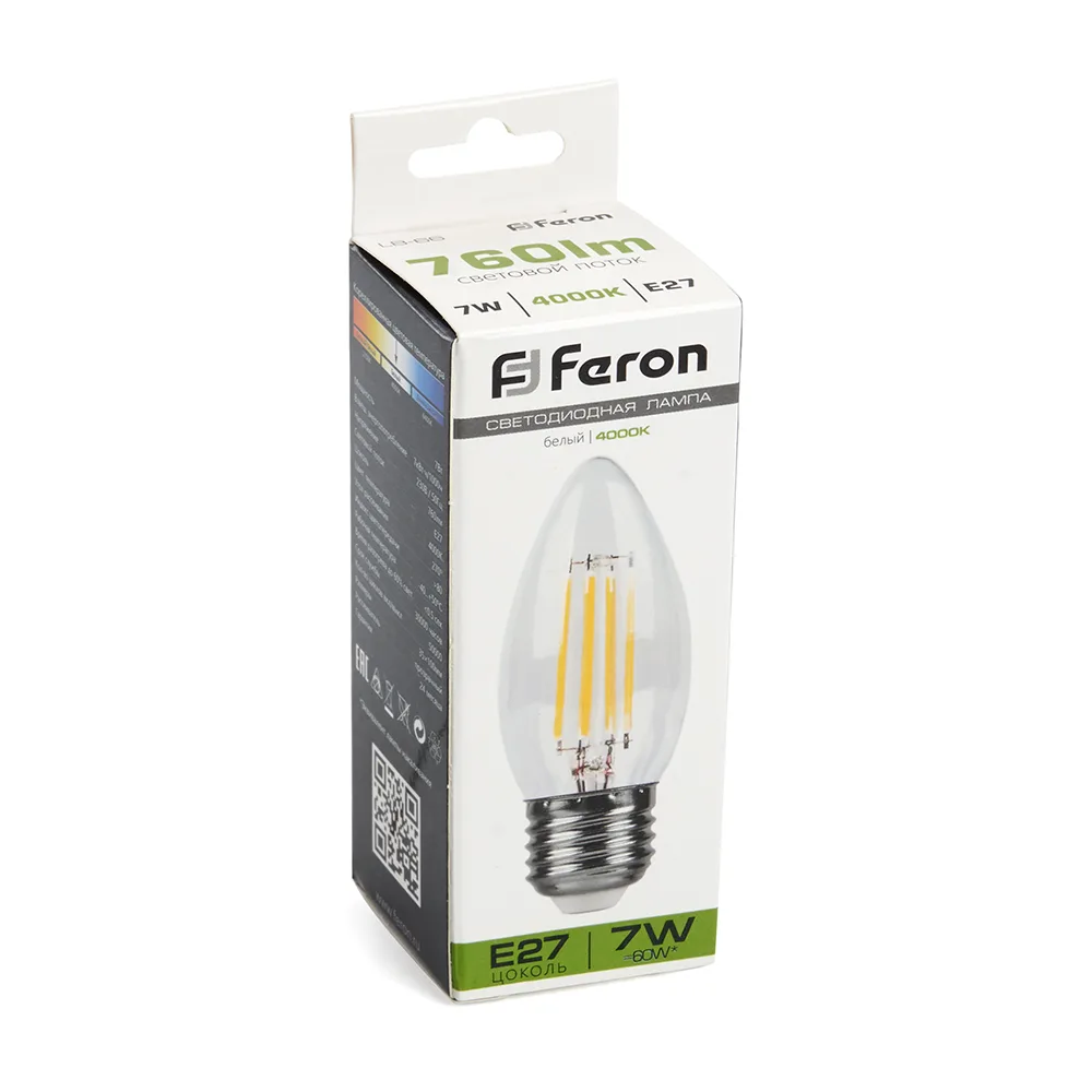 FERON Лампа светодиодная LB-66 Свеча E27 7W 230V 4000K 38271 FERON Лампа светодиодная LB-66 Свеча E27 7W 230V 4000K 38271