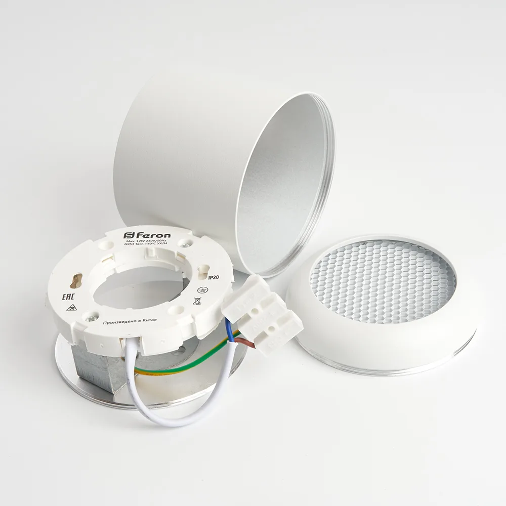 FERON Светильник потолочный HL365 Barrel ECHO 12W, 230V, GX53, белый, с антибликовой сеточкой 48401 FERON Светильник потолочный HL365 Barrel ECHO 12W, 230V, GX53, белый, с антибликовой сеточкой 48401