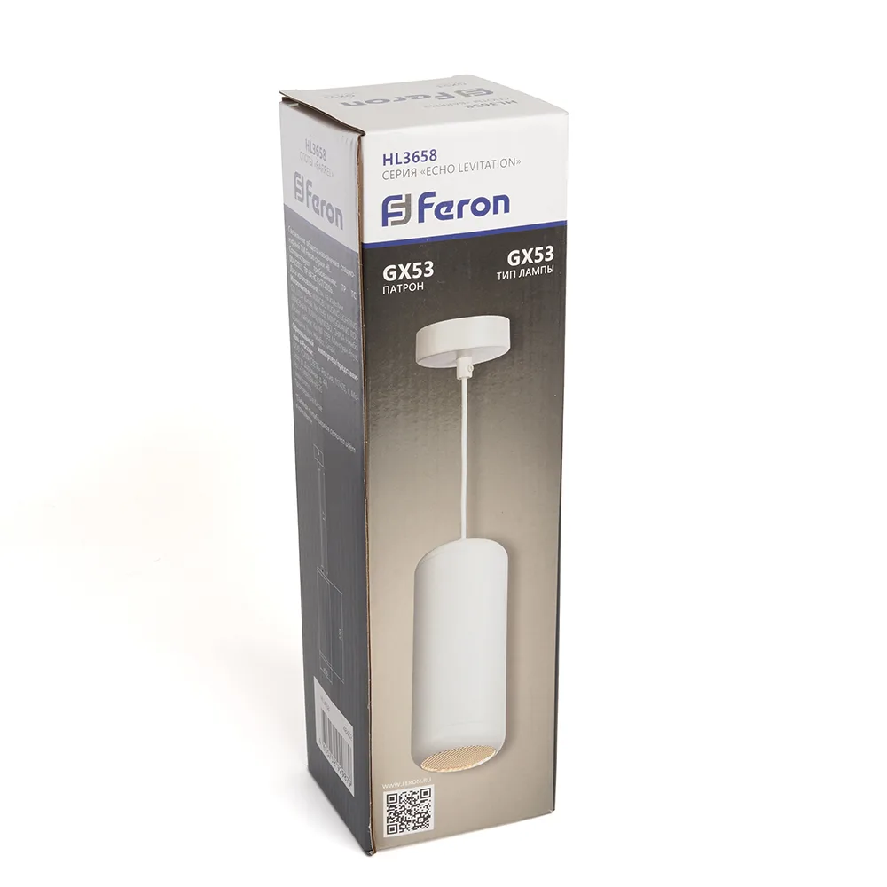 FERON Светильник потолочный HL3658 Barrel ECHO levitation 12W, 230V, GX53, белый, с антибликовой сеточкой, на подвесе 1,7 м 48402 FERON Светильник потолочный HL3658 Barrel ECHO levitation 12W, 230V, GX53, белый, с антибликовой сеточкой, на подвесе 1,7 м 48402