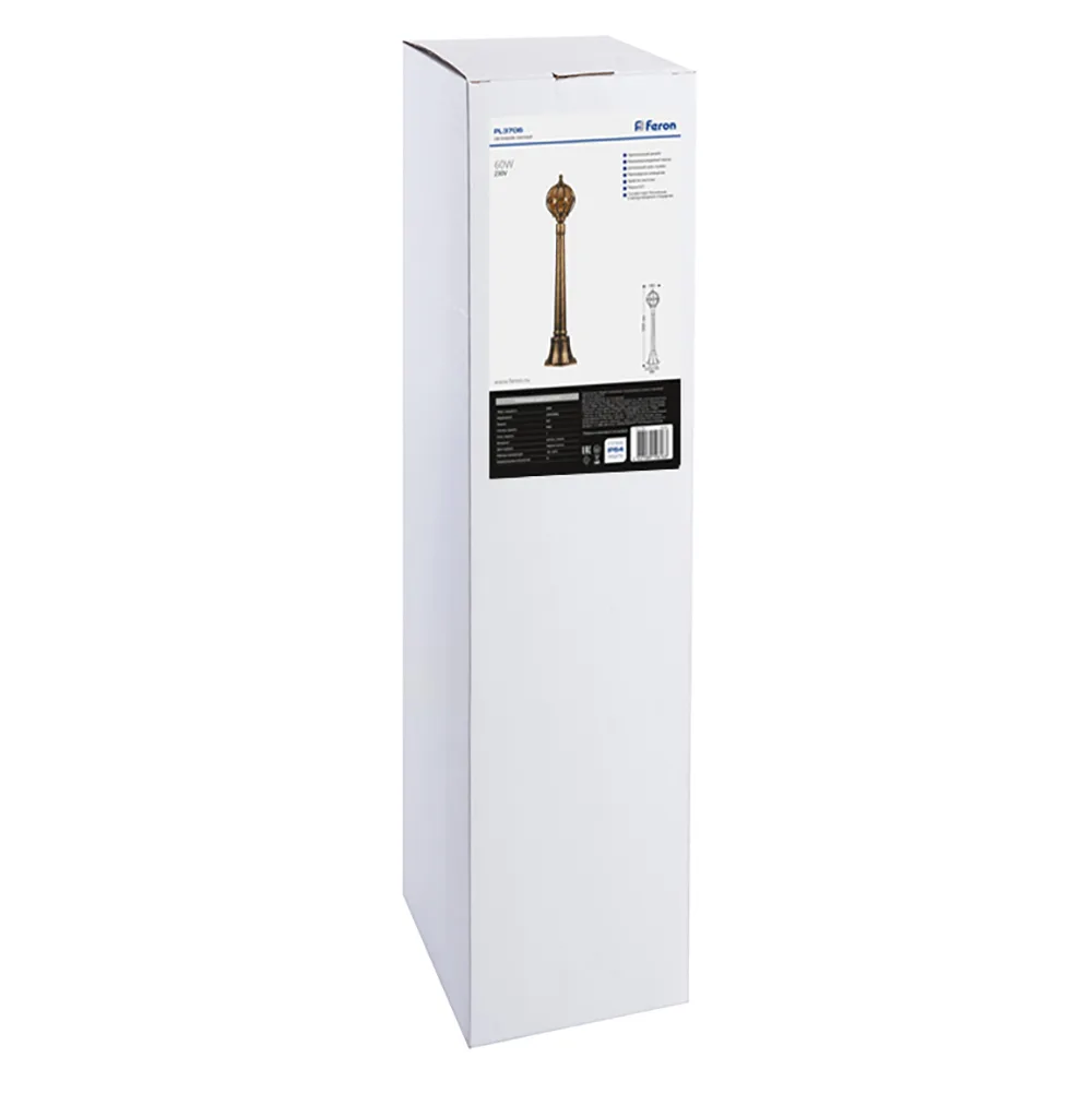 FERON Светильник садово-парковый PL3706 круглый, столб 60W 230V E27, черное золото 11374 FERON Светильник садово-парковый PL3706 круглый, столб 60W 230V E27, черное золото 11374