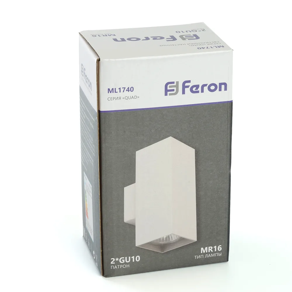 FERON Светильник настенный ML1740 QUAD MR16 35W, 230V, 2*GU10, белый IP20 48428 FERON Светильник настенный ML1740 QUAD MR16 35W, 230V, 2*GU10, белый IP20 48428