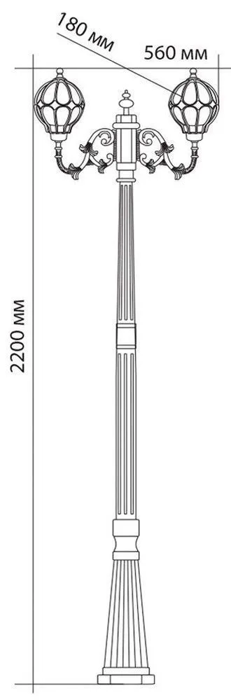 FERON Светильник садово-парковый PL3708 круглый, столб 2*60W 230V E27, черное золото 11384 FERON Светильник садово-парковый PL3708 круглый, столб 2*60W 230V E27, черное золото 11384