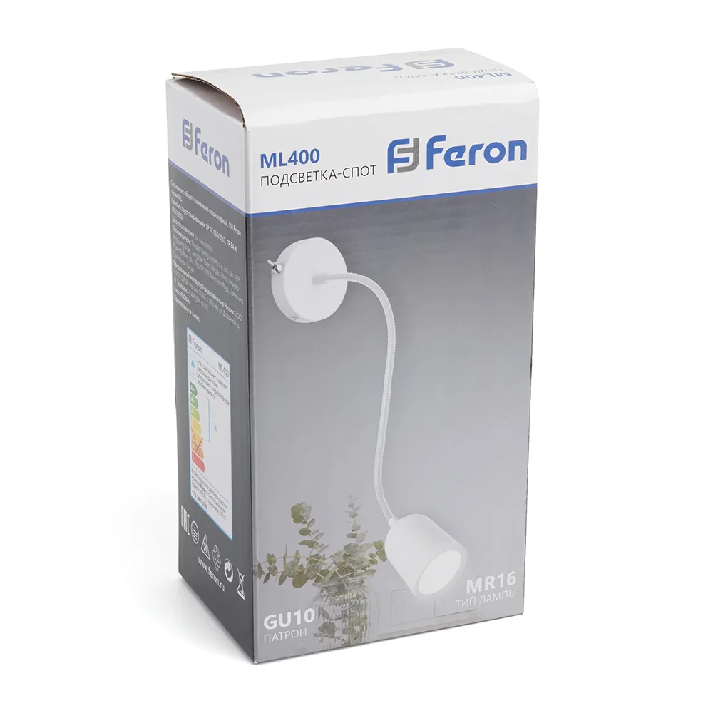 FERON ML400 настенный под лампу с выключателем MR16/GU10, 35W, белый артикул 48441 FERON ML400 настенный под лампу с выключателем MR16/GU10, 35W, белый артикул 48441