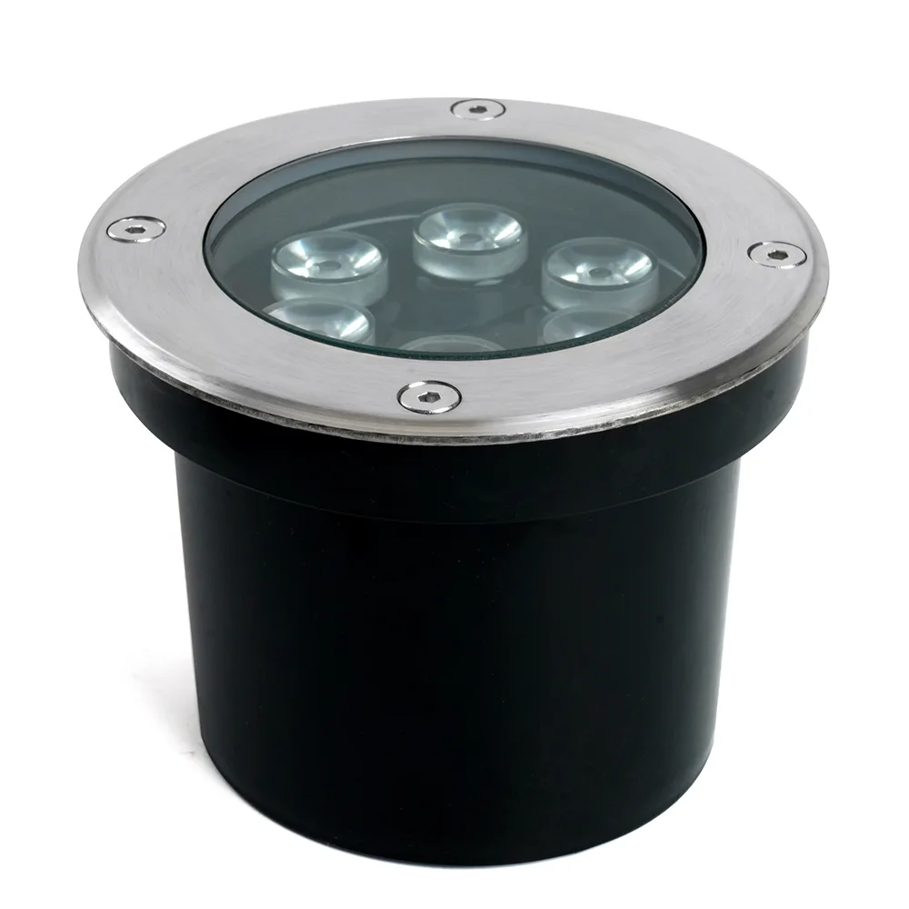 Светодиодный светильник тротуарный (грунтовый) FERON SP2802, 6W, AC/DC12-24V, низковольтный, 3000К, металлик, D120*H90mm, вн.диаметр: 90mm, IP67 48453
