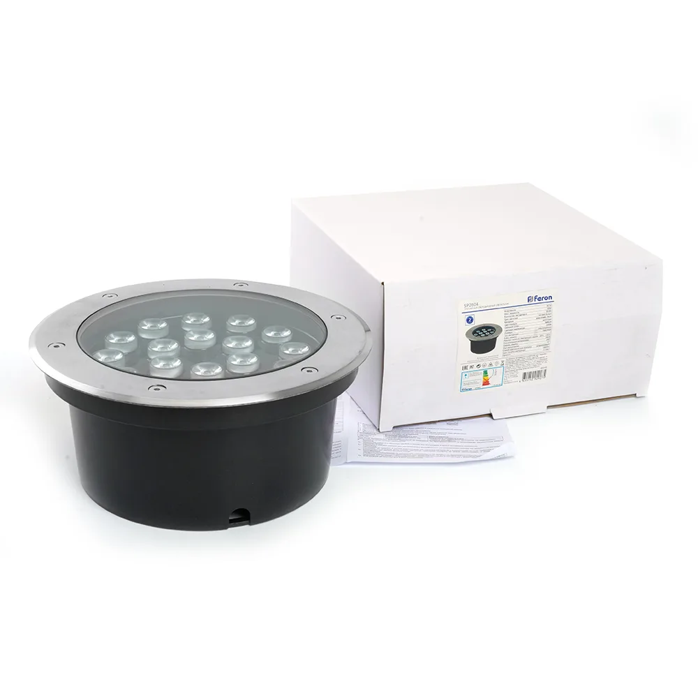 FERON Светодиодный светильник тротуарный (грунтовый) SP2804, 20W, AC/DC12V, низковольтный, 4000K, металлик, IP67 48454 FERON Светодиодный светильник тротуарный (грунтовый) SP2804, 20W, AC/DC12V, низковольтный, 4000K, металлик, IP67 48454