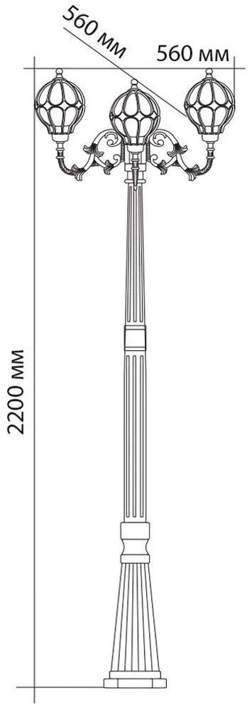 FERON Светильник садово-парковый PL3709 круглый, столб 3*60W 230V E27, черное золото 11389 FERON Светильник садово-парковый PL3709 круглый, столб 3*60W 230V E27, черное золото 11389
