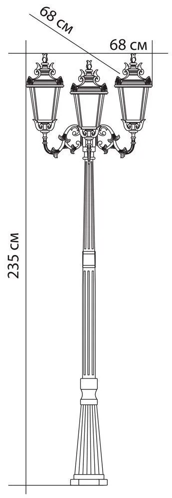 FERON Светильник садово-парковый PL4009 столб круглый 3*60W 230V E27, черное золото 11392 FERON Светильник садово-парковый PL4009 столб круглый 3*60W 230V E27, черное золото 11392