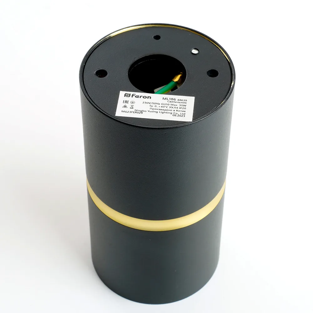 FERON Светильник потолочный ML186 Barrel ZEN MR16 GU10 35W 230V, чёрный, золото 48639 FERON Светильник потолочный ML186 Barrel ZEN MR16 GU10 35W 230V, чёрный, золото 48639