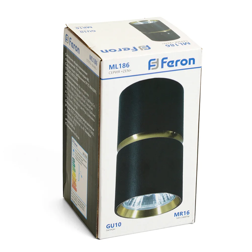 FERON Светильник потолочный ML186 Barrel ZEN MR16 GU10 35W 230V, чёрный, золото 48639 FERON Светильник потолочный ML186 Barrel ZEN MR16 GU10 35W 230V, чёрный, золото 48639