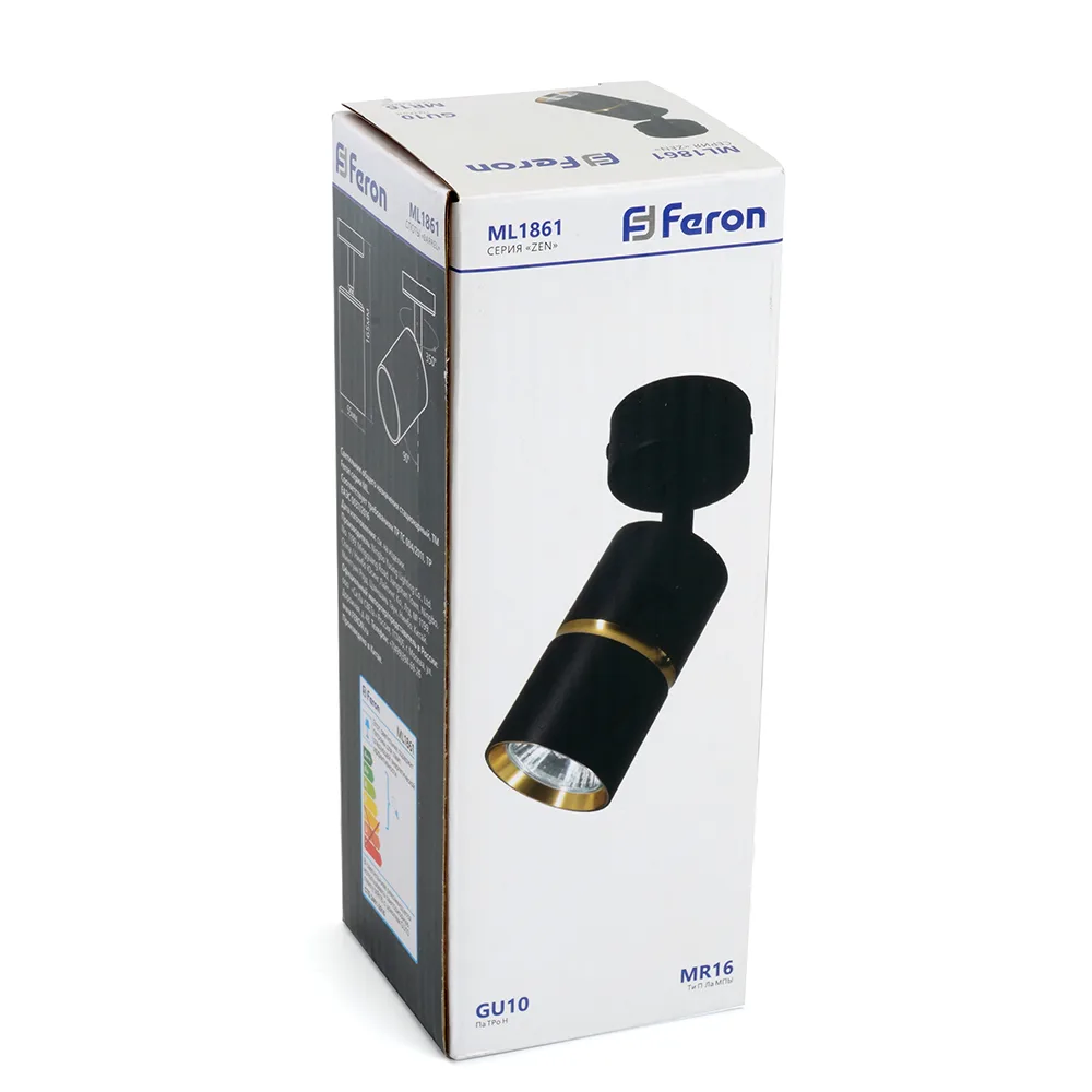 FERON Светильник ML1861 ZEN настенно-потолочный под лампу GU10, чёрный, золото FERON Светильник ML1861 ZEN настенно-потолочный под лампу GU10, чёрный, золото