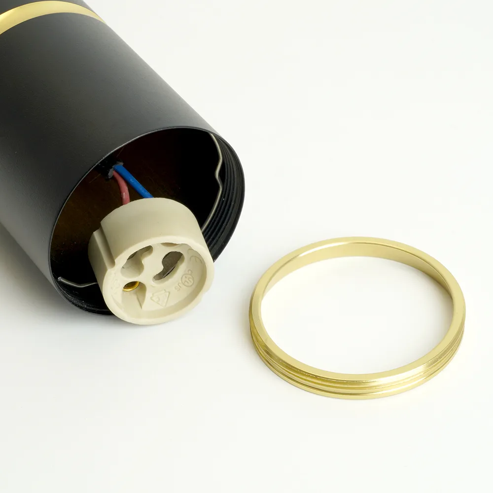 FERON Светильник потолочный ML1868 Barrel ZEN levitation на подвесе MR16 35W, 230V, чёрный, золото 55*180 48647 FERON Светильник потолочный ML1868 Barrel ZEN levitation на подвесе MR16 35W, 230V, чёрный, золото 55*180 48647