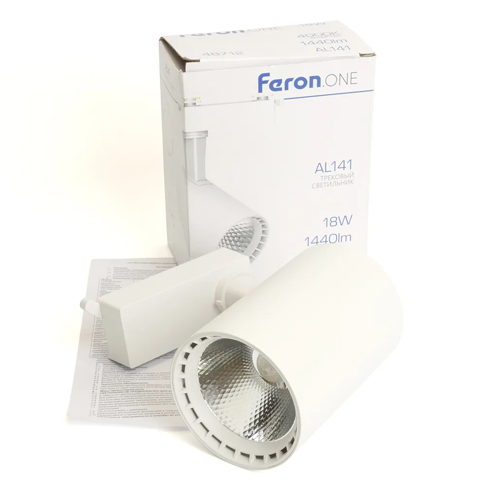 FERON Светодиодный светильник Feron.ONE AL141 трековый однофазный на шинопровод 18W 4000K 35 градусов белый Артикул 48712 FERON Светодиодный светильник Feron.ONE AL141 трековый однофазный на шинопровод 18W 4000K 35 градусов белый Артикул 48712