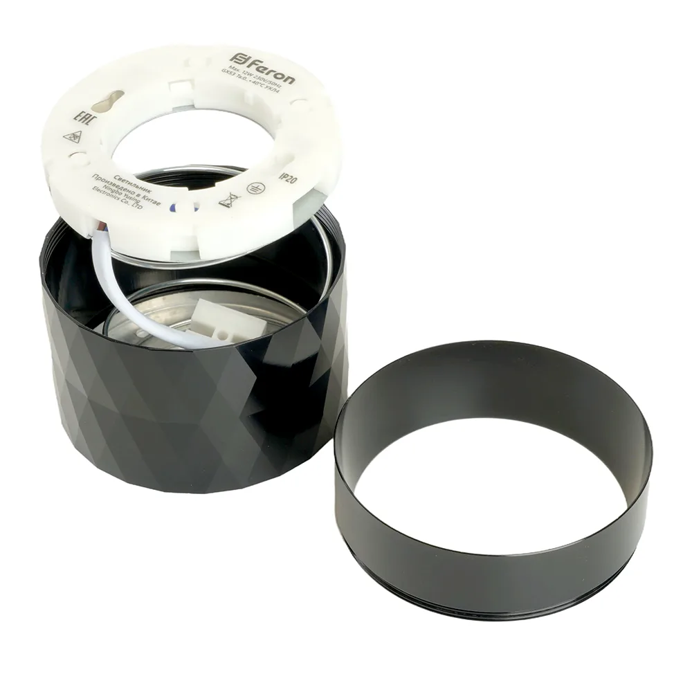 FERON Светильник потолочный HL388 Barrel PRISM GX53 12W 230V, черный 48802 FERON Светильник потолочный HL388 Barrel PRISM GX53 12W 230V, черный 48802