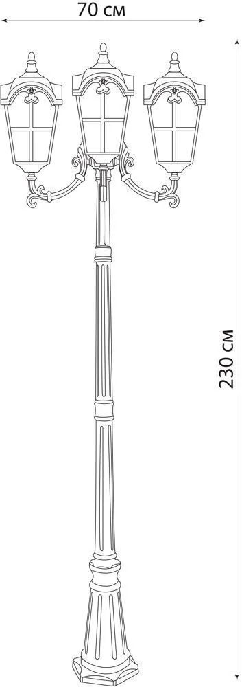 FERON Светильник садово-парковый PL5110 столб четырехгранный 3*100W 230V E27, черное золото 11535 FERON Светильник садово-парковый PL5110 столб четырехгранный 3*100W 230V E27, черное золото 11535