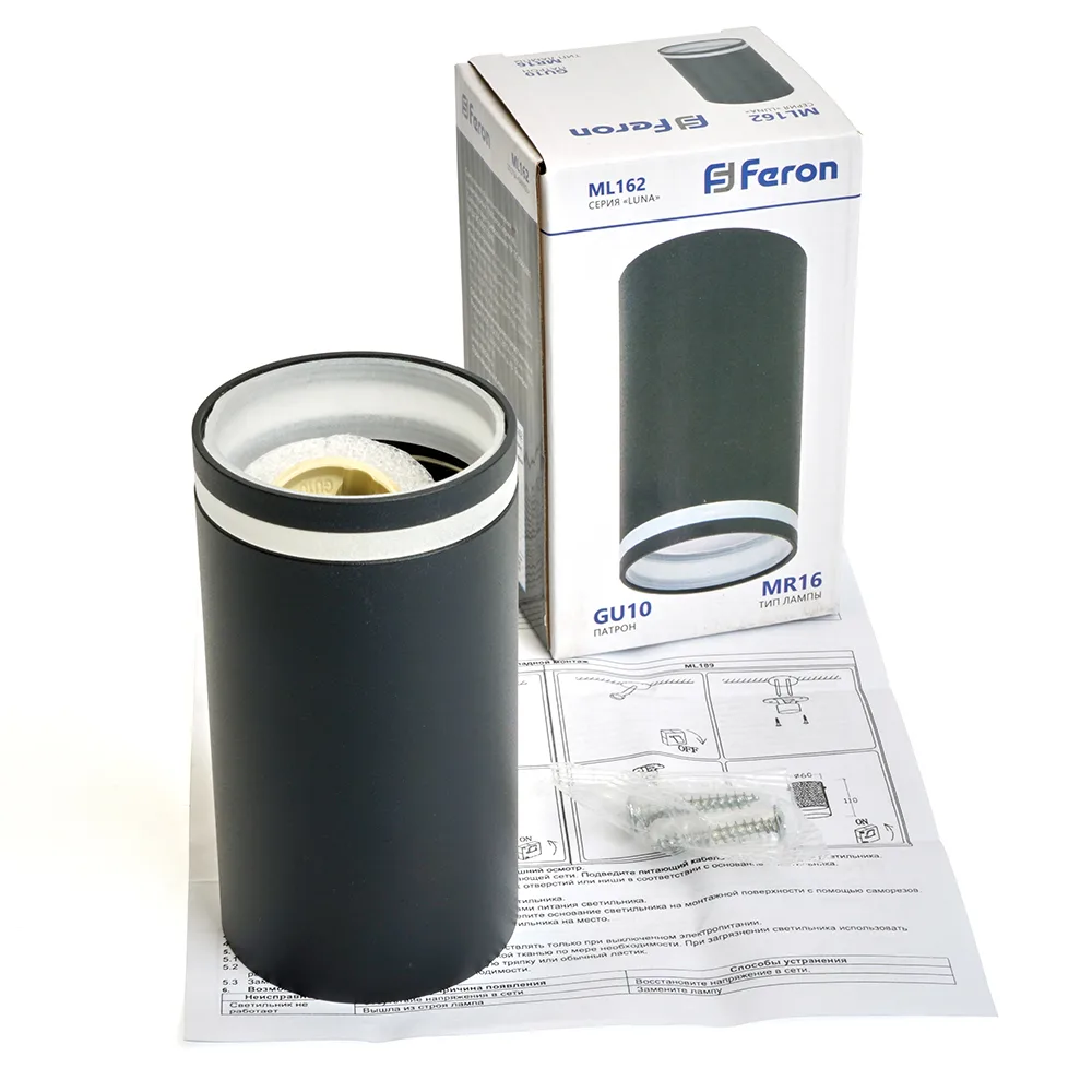 FERON Светильник потолочный ML162 Barrel LUNA MR16 GU10 35W 230V, черный 48814 FERON Светильник потолочный ML162 Barrel LUNA MR16 GU10 35W 230V, черный 48814