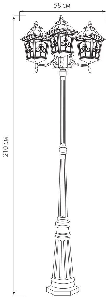 FERON Светильник садово-парковый PL4099 столб четырехгранный 3*60W E27 230V, черное золото 11526 FERON Светильник садово-парковый PL4099 столб четырехгранный 3*60W E27 230V, черное золото 11526