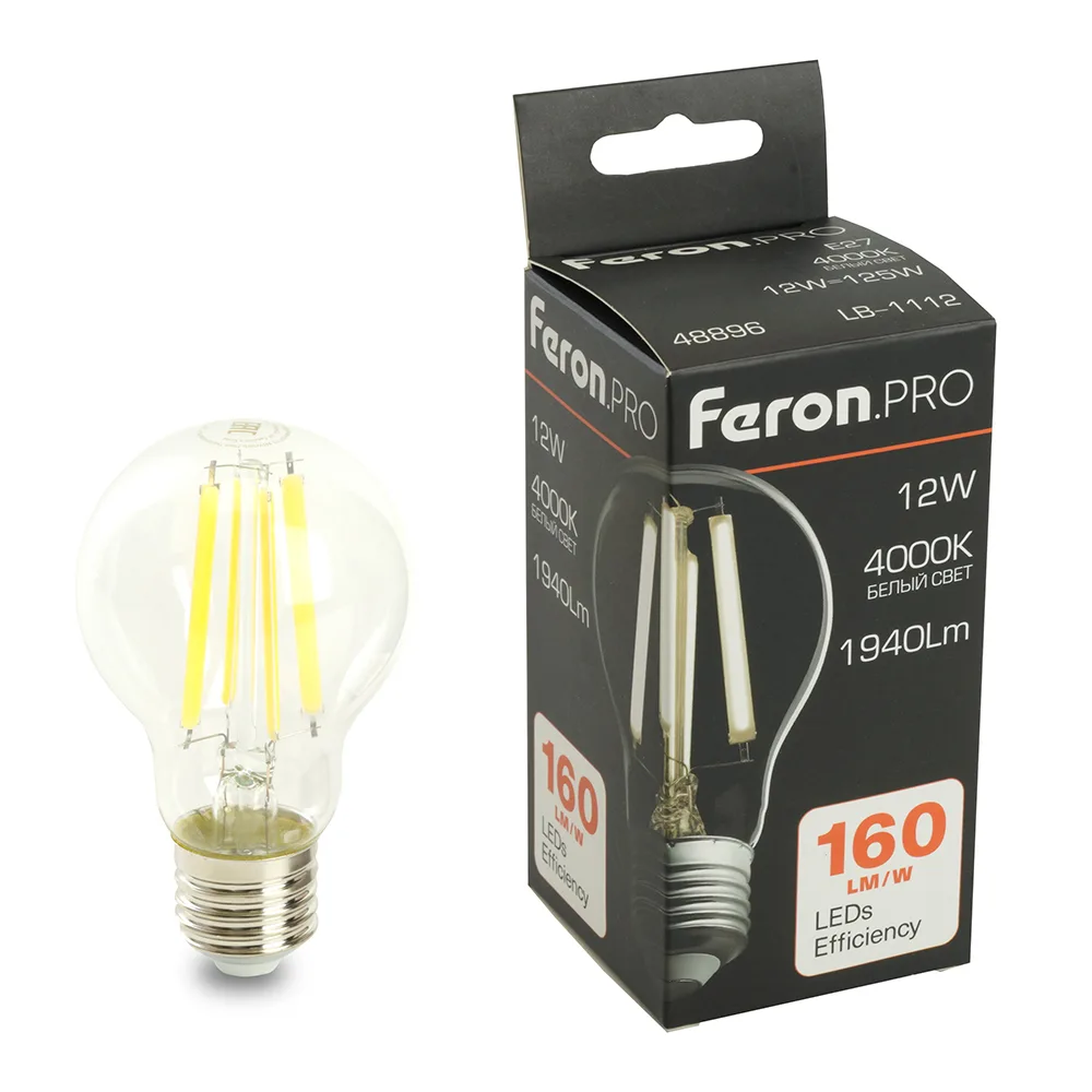 FERON Лампа светодиодная Feron.PRO LB-1112 Шар E27 1940LM 12W 175-265V 4000K 48896 FERON Лампа светодиодная Feron.PRO LB-1112 Шар E27 1940LM 12W 175-265V 4000K 48896