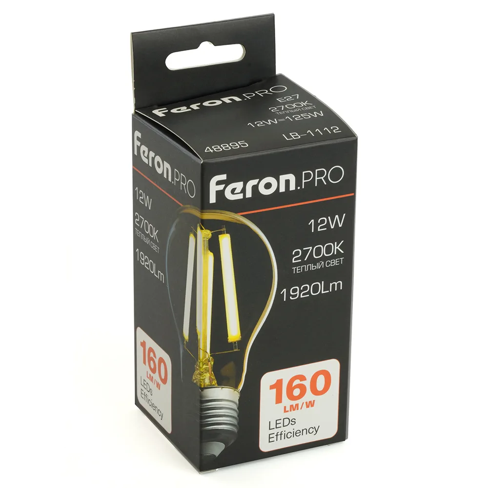 FERON Лампа светодиодная Feron.PRO LB-1112 Шар E27 1920LM 12W 175-265V 2700K 48895 FERON Лампа светодиодная Feron.PRO LB-1112 Шар E27 1920LM 12W 175-265V 2700K 48895