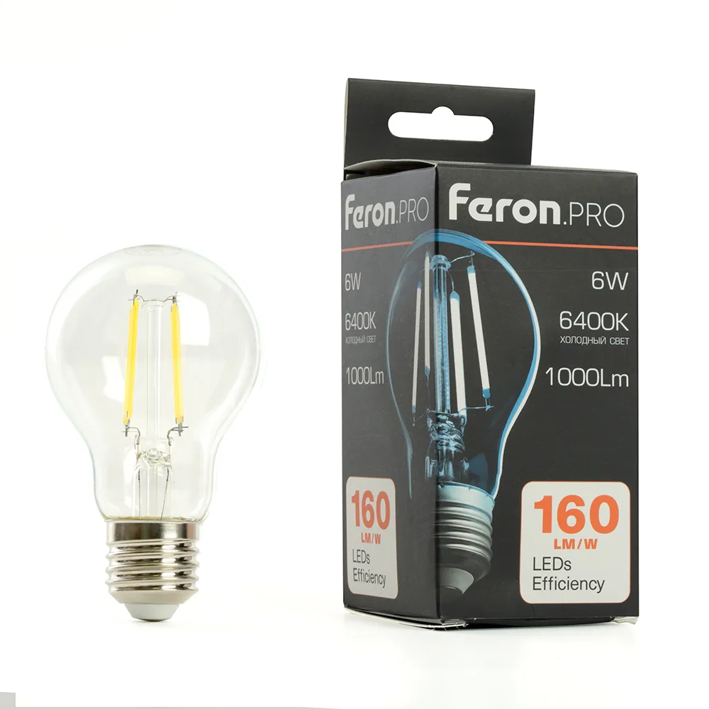 FERON Лампа светодиодная Feron.PRO LB-1106 Шар E27 1000LM 6W 175-265V 6400K 48891 FERON Лампа светодиодная Feron.PRO LB-1106 Шар E27 1000LM 6W 175-265V 6400K 48891