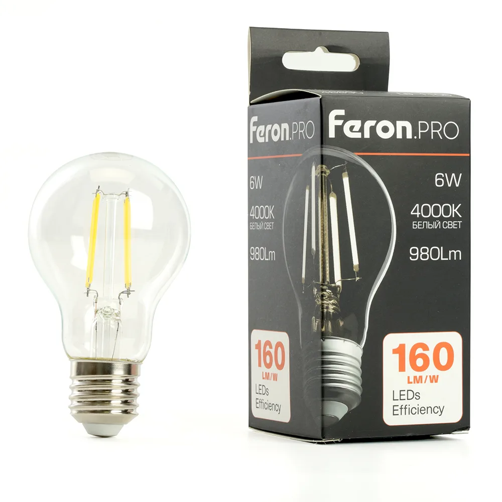 FERON Лампа светодиодная Feron.PRO LB-1106 Шар E27 980LM 6W 175-265V 4000K 48890 FERON Лампа светодиодная Feron.PRO LB-1106 Шар E27 980LM 6W 175-265V 4000K 48890