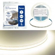 Светодиодная LED лента FERON LS617, 240SMD(2835)/м 19Вт/м 12V 5000*10*1.22мм 4000К, IP20 Артикул 48827