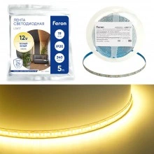 Светодиодная LED лента FERON LS617, 240SMD(2835)/м 19Вт/м 12V 5000*10*1.22мм 3000К, IP20 Артикул 48826