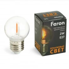 Лампа светодиодная FERON LB-383 Шарик прозрачный E27 2W 230V оранжевый 48932
