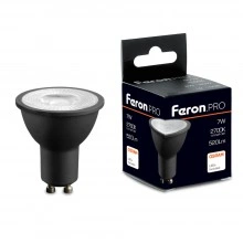 Лампа светодиодная FERON.PRO LB-1607 GU10 7W 175-265V 2700K в черном корпусе 48956
