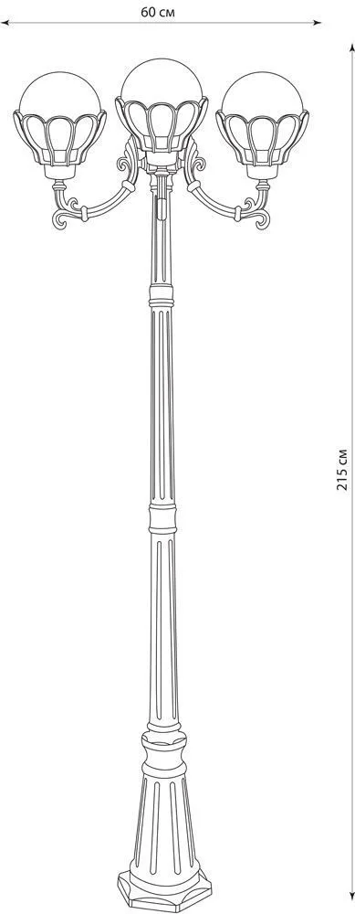 FERON Светильник садово-парковый PL5049 столб 3*60W E27 230V, черное золото 11552 FERON Светильник садово-парковый PL5049 столб 3*60W E27 230V, черное золото 11552
