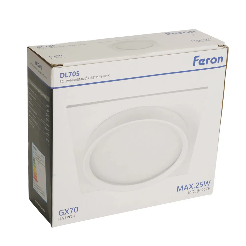 FERON Светильник встраиваемый DL705 потолочный GX70 белый квадрат IP44 51107 FERON Светильник встраиваемый DL705 потолочный GX70 белый квадрат IP44 51107
