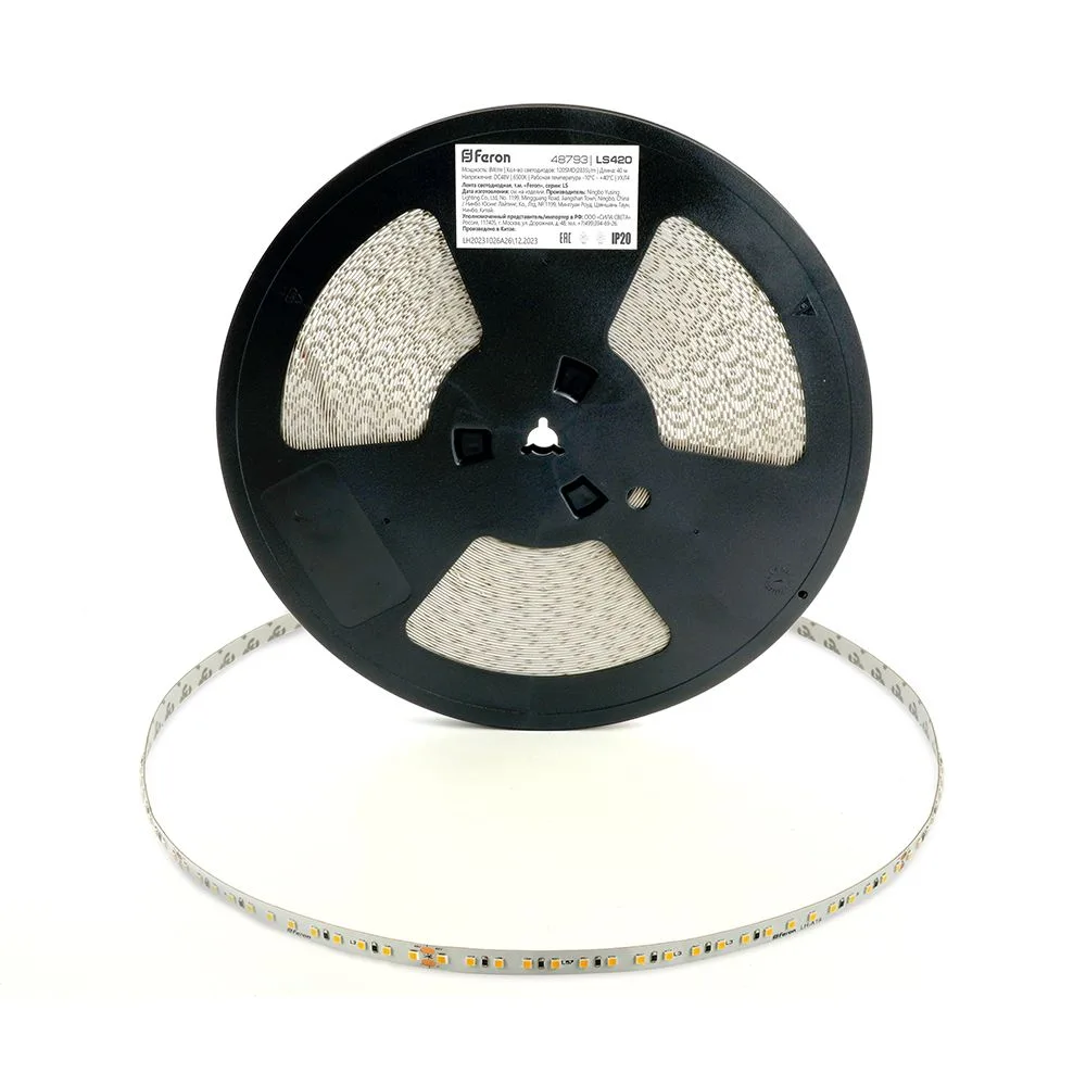 FERON Лента светодиодная стабилизированная 120SMD(2835)/м 8Вт/м 48V 40000*10*1.22мм 6500К, IP20 LS420 FERON FERON Лента светодиодная стабилизированная 120SMD(2835)/м 8Вт/м 48V 40000*10*1.22мм 6500К, IP20 LS420 FERON